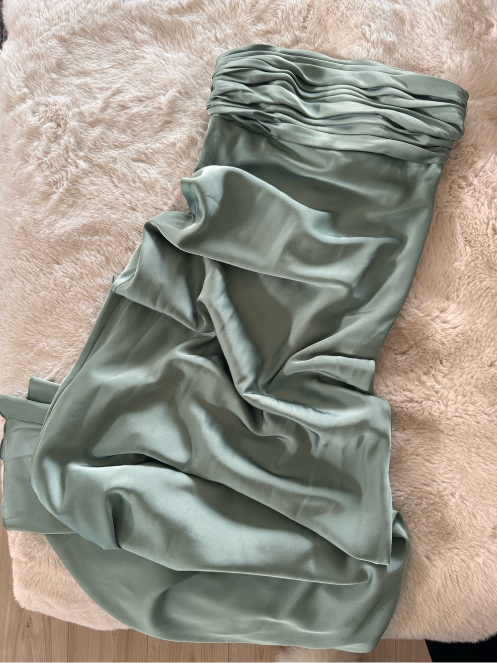Elegant Sage Green strapless dress
